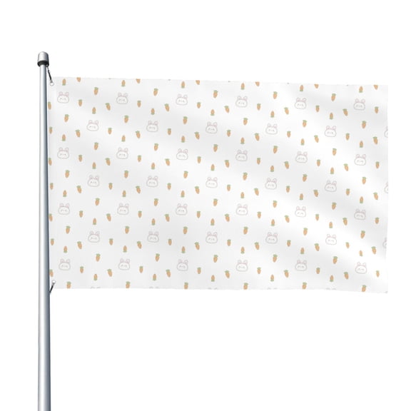 Vsdgher Rabbit And Carrot Print Outdoor Decorative Flag 4x6ft, Suitable for outdoor decoration, can be hung indoors, on outdoor lawns, balconies, parties