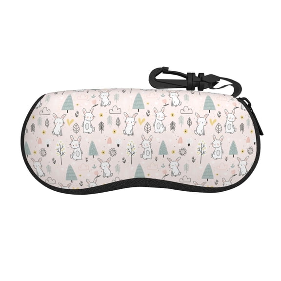 Vsdgher Rabbit Forest Sunglasses Soft Case Neoprene Zipper Eyeglass Case, Zipper Portable Spectacle Cases for Men Women