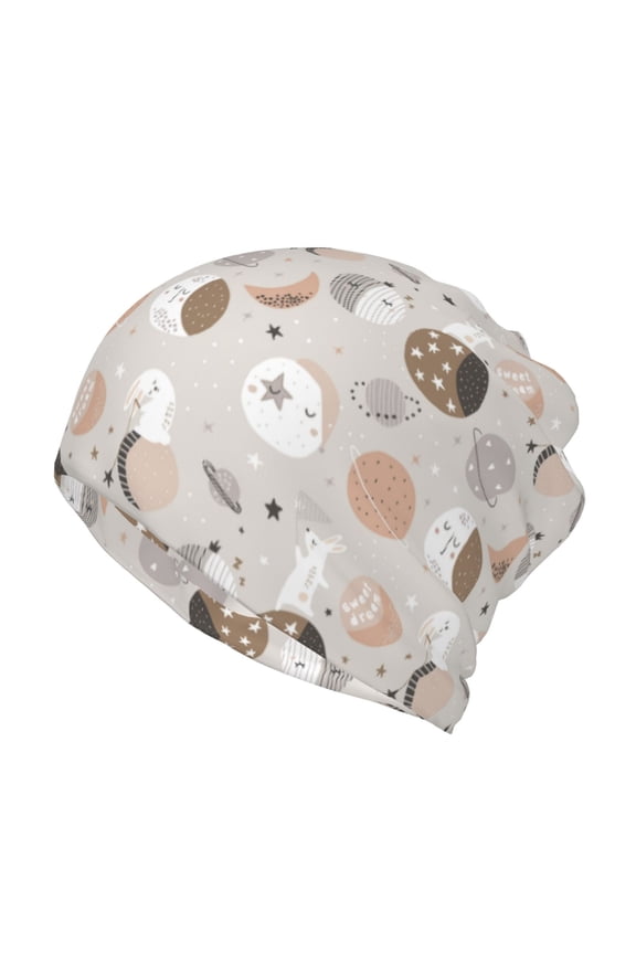 Rabbit In Space Slouchy Beanie Hat for Men/Women, Skull Cap Chemo Cap Night Sleeping Cap