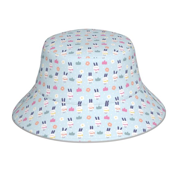Vsdgher Rabbit In The Rain Print Bucket Hat for Men&Women Bucket Hat Reversible Summer Double-Side-Wear Travel Gardening, Beach, Camping, Hiking, Fishing Cap