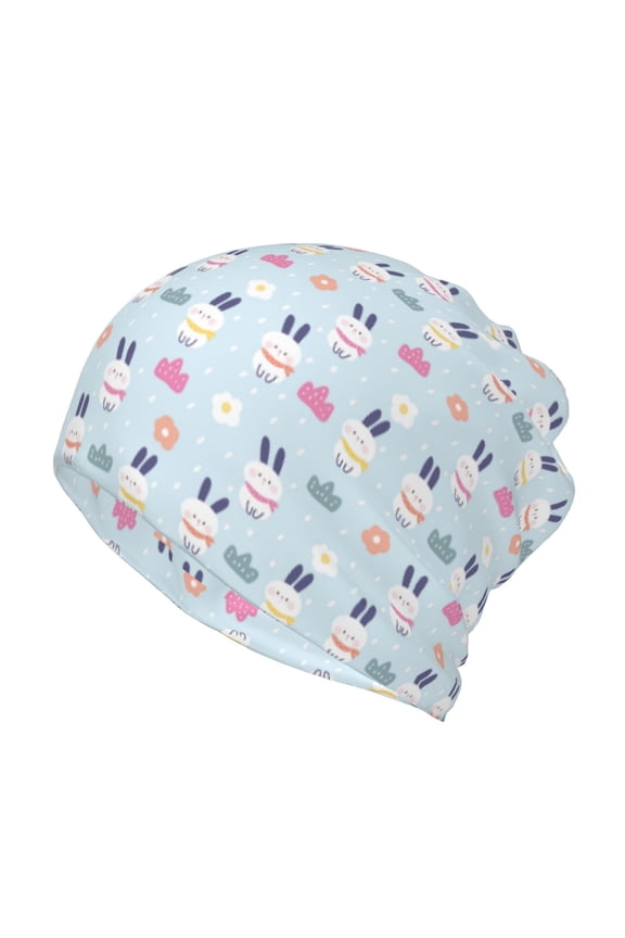 Rabbit In The Rain Slouchy Beanie Hat for Men/Women, Skull Cap Chemo Cap Night Sleeping Cap