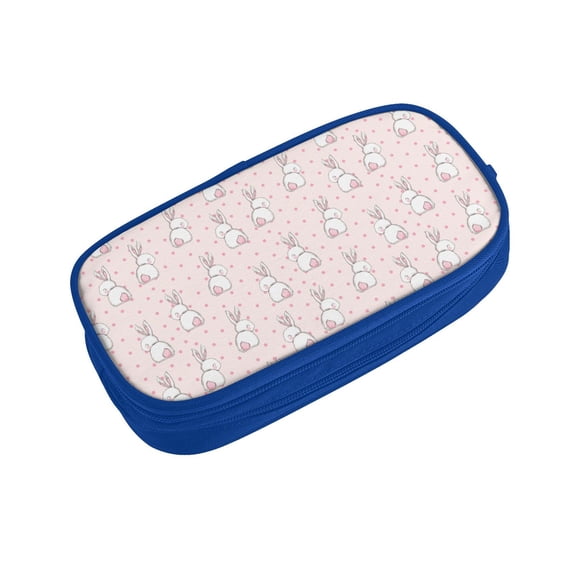 Vsdgher Rabbit Print Large Capacity Pencil Case Pouch with Zipper, Portable Aesthetic Big Capacity Pencil Cases Pen Office Travel Stationery Bag