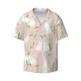 thumbnail image 1 of Vsdgher Rabbit Print Men's Wrinkle Free Untucked Cuban Shirt Business Casual Button Down Shirts Short Sleeve Shirt, 1 of 7
