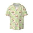 thumbnail image 1 of Vsdgher Rabbit With Tie Print Men's Wrinkle Free Untucked Cuban Shirt Business Casual Button Down Shirts Short Sleeve Shirt, 1 of 7
