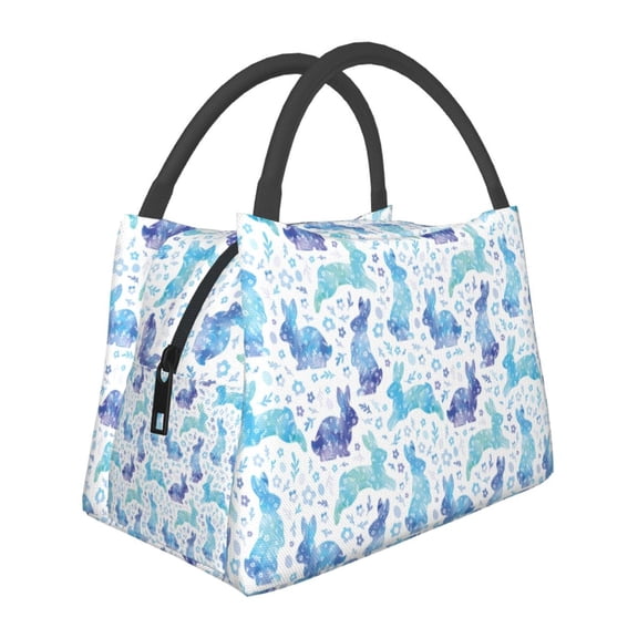 Vsdgher Rabbit2 Print Insulated Reusable Bags with Sturdy Zipper and Handles, Foldable Totes for Hot or Cold Food Bring or Delivery