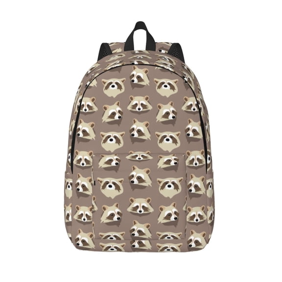Vsdgher Raccoon Print Canvas Backpack Travel Rucksack Unisex Knapsack 15.7/17.7Inch Laptop Backpack for Work,College -Medium