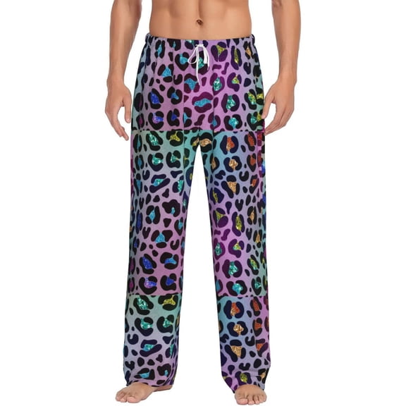 Vsdgher Rainbow Animal Skin Print Mens Pajama Pants Sleep & Lounge Pants, PJ Bottoms With elastic waistb and Pockets