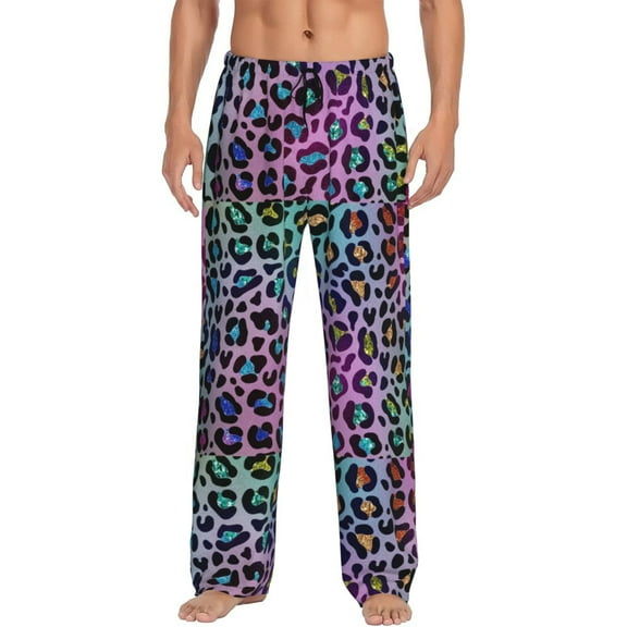 Vsdgher Rainbow Animal Skin Print Mens Pajama Pants Sleep & Lounge Pants, PJ Bottoms With elastic waistb and Pockets
