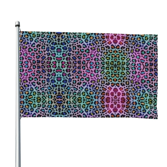 Vsdgher Rainbow Animal Skin Print Outdoor Decorative Flag 4x6ft, Suitable for outdoor decoration, can be hung indoors, on outdoor lawns, balconies, parties
