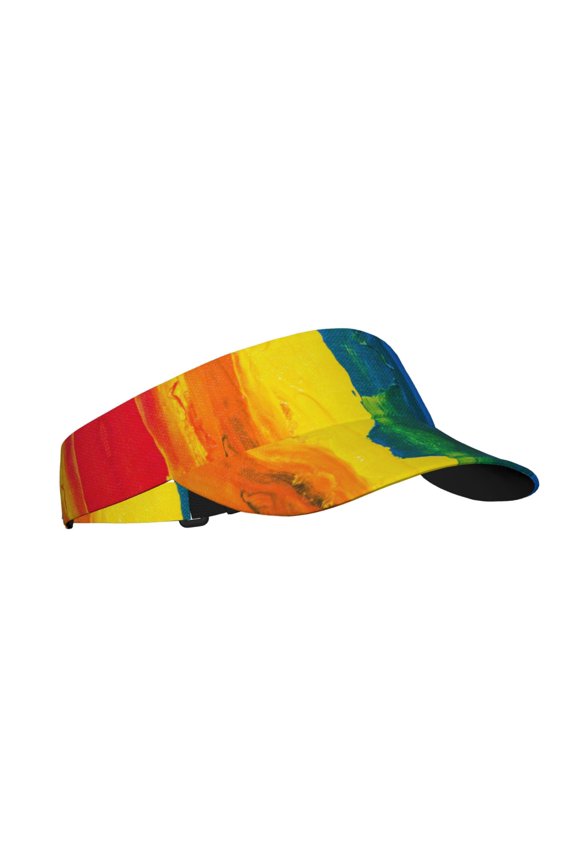 Rainbow Colored Print Adult Sunscreen Visor Cap,1 Piece of Sport Sun Visor Hats Adjustable Sun Hat for Outdoor Activities Fits for Women and Men (One Size)