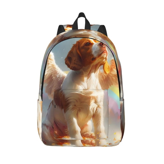 Vsdgher Rainbow English Cocker Spaniel Print Canvas Backpack Travel Rucksack Unisex Knapsack 15.7/17.7Inch Laptop Backpack for Work,College -Medium
