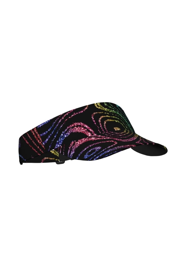 Rainbow Glitter Print Adult Sunscreen Visor Cap,1 Piece of Sport Sun Visor Hats Adjustable Sun Hat for Outdoor Activities Fits for Women and Men (One Size)