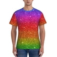 thumbnail image 1 of Vsdgher Rainbow Glitter Print Men's Dry Fit Mesh Athletic Shirts Moisture Wicking Tennis T-Shirt Tops, 1 of 9
