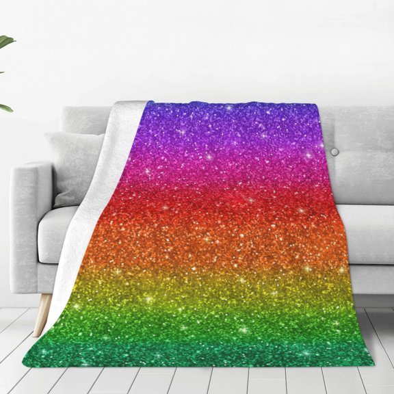 Vsdgher Rainbow Glitter Ultra-Soft Micro flannel Blanket Throw Blankets for Couch Sofa, Bed (4 sizes)-60"x50"