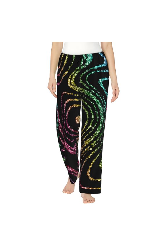 Rainbow Glitter Women’s Womens Pajama Pants, Lounge Wide Leg PantsLounge Pants,Sleep Bottoms, Lounge for Women-XX-Large
