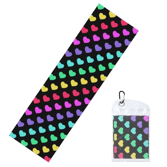 Vsdgher Rainbow Hearts Cooling Towel (40"x12"), Soft Breathable Chilly Towel, Ice Towel, Microfiber Towel for Sport, Workout & More Activities