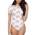 thumbnail image 1 of Vsdgher Rainbow Prinr Short Sleeve Body suit for Womens, Sexy Onesie One Piece Round Neck Bodysuit Shapewear Tummy Control-X-Large, 1 of 7