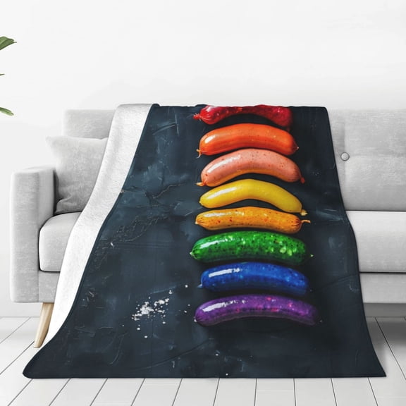 Vsdgher Rainbow Sausages On Dark Slate Ultra-Soft Micro flannel Blanket Throw Blankets for Couch Sofa, Bed (4 sizes)-60"x50"