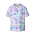 thumbnail image 1 of Vsdgher Rainbow Scales Print Men's Wrinkle Free Untucked Cuban Shirt Business Casual Button Down Shirts Short Sleeve Shirt, 1 of 7
