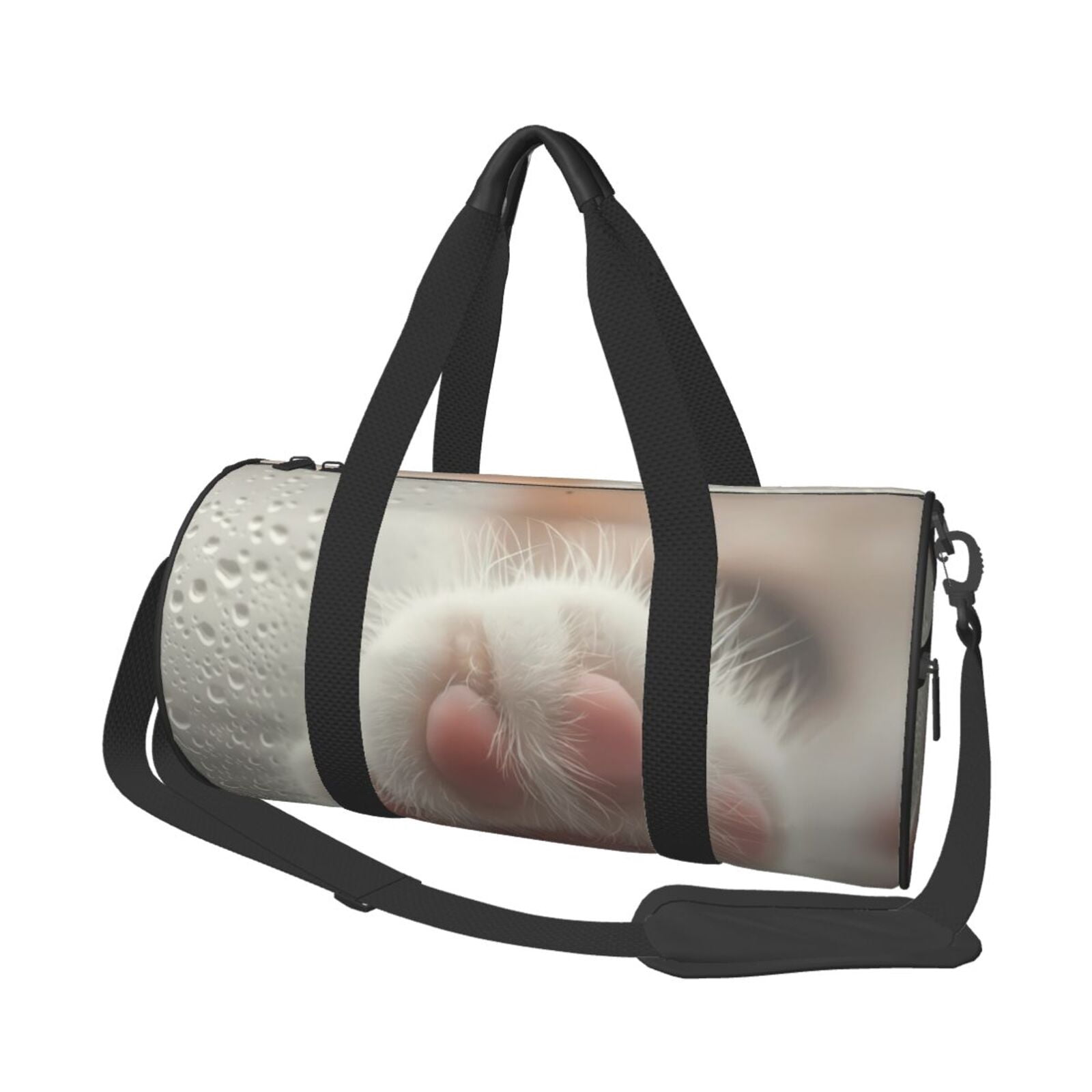 Vsdgher Raindrop Kitten Paw 45L Foldable Duffel Bag, Sports Gym Bag,Overnight Bag, Portable Weekender Bag for Airplanes