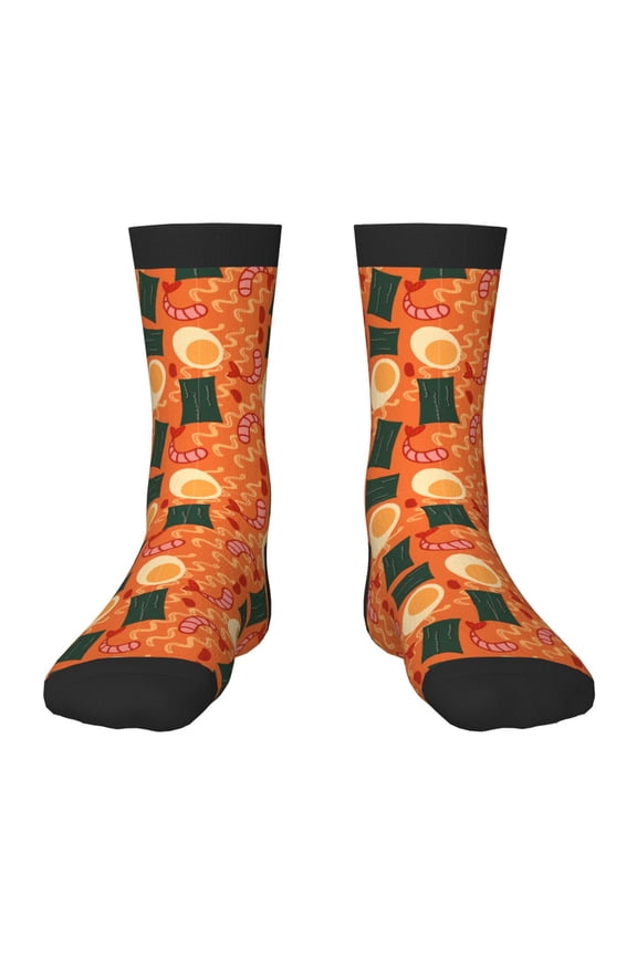 Ramen Noodle Soup Pattern Kids Socks Boys Girl Crew Athletic Half Sport Running Breathable Socks Lightweight Stretch Crew Socks
