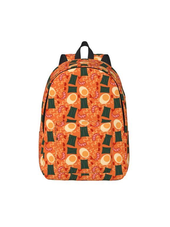 Ramen Noodle Soup Print Canvas Backpack Travel Rucksack Unisex Knapsack 15.7/17.7Inch Laptop Backpack for Work,College -Medium