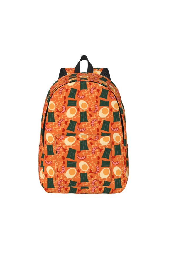 Ramen Noodle Soup Print Canvas Backpack Travel Rucksack Unisex Knapsack 15.7/17.7Inch Laptop Backpack for Work,College -Medium