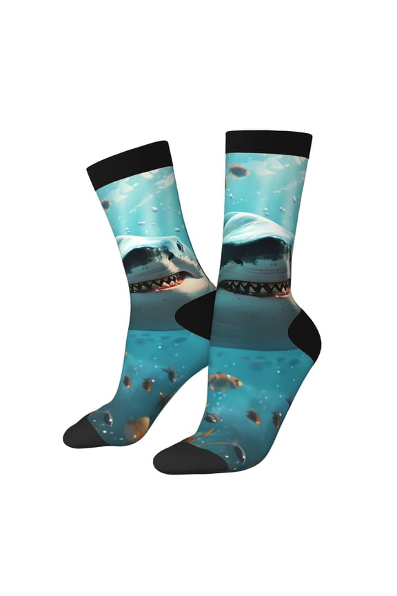 Realistic Ocean Shark Crew Socks for Men & Women, Breathable Casual Athletic Ankle Socks