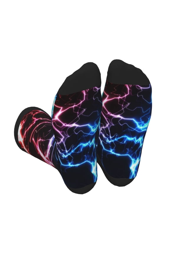 Red And Blue Lightning Unisex Crew Socks Lightweight Breathable Ventilation Ankle Socks, Mid-calf socks for Daily