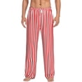 thumbnail image 1 of Vsdgher Red And White Stripes Print Mens Pajama Pants Sleep & Lounge Pants, PJ Bottoms With elastic waistb and Pockets, 1 of 5