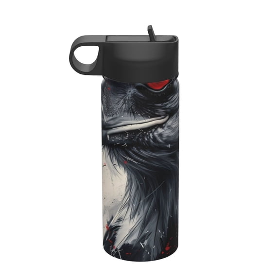Vsdgher Red Black Ink Style Bald Eagle for Insulated Stainless Steel Water Bottle,18oz Sports Water Bottle Stainless Steel Reusable Tumbler for Sports, Travel, and School
