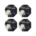 thumbnail image 1 of Vsdgher Red Black Ink Style Bald Eagle Leather Coasters for Drinks, Durable Drink Coasters 4 Set for Tabletop Protection, Luxurious Home Décor and Housewarming Gift ( {designName})Octagon, 1 of 6