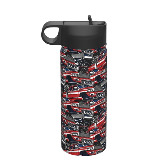 Vsdgher Red And Blue Cars for Insulated Stainless Steel Water Bottle,18oz Sports Water Bottle Stainless Steel Reusable Tumbler for Sports, Travel, and School