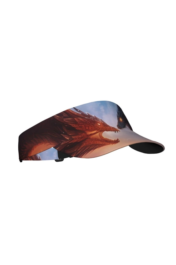 Red And Blue Fire Cloud Dragon Print Adult Sunscreen Visor Cap,1 Piece of Sport Sun Visor Hats Adjustable Sun Hat for Outdoor Activities Fits for Women and Men (One Size)