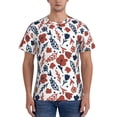 thumbnail image 1 of Vsdgher Red Blue Leaves Print Men's Dry Fit Mesh Athletic Shirts Moisture Wicking Tennis T-Shirt Tops, 1 of 1