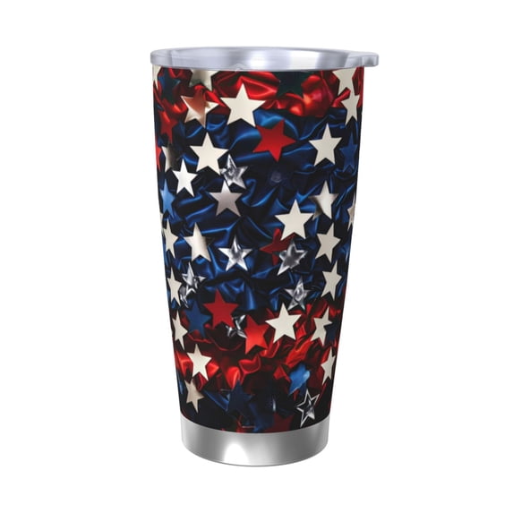 Vsdgher Red Blue White Stars 20 Oz Stainless Steel Vacuum Insulated, Travel Mug Coffee Cup for Home, Office, Outdoor Works Great for Ice Drinks and Hot Beverage -Without Straw