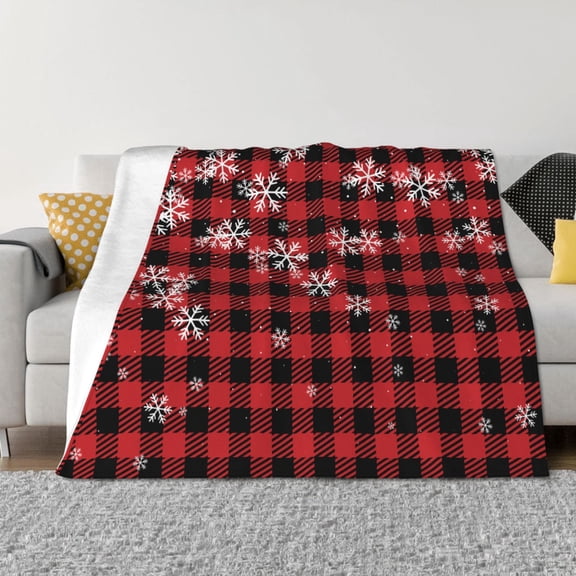 Vsdgher Red Buffalo Plaid Pattern Fleece Throw Blanket, Horizontal Fleece Bedding Home Decor for Couch & Bed All Season Use -60"x50"