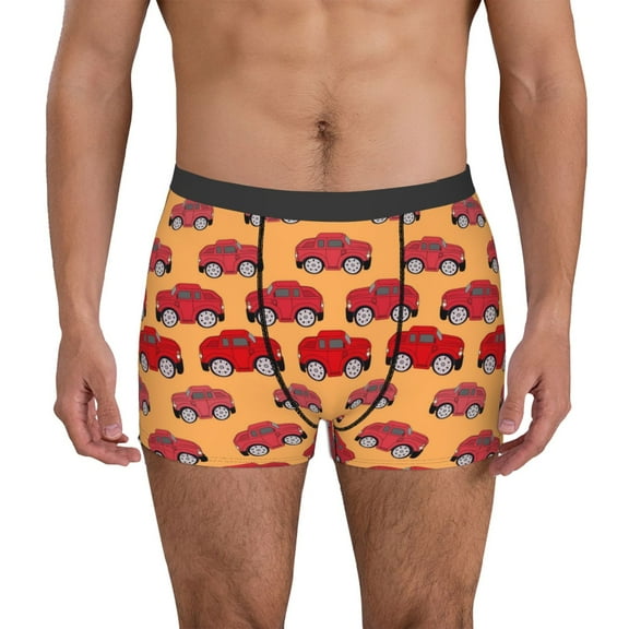 Vsdgher Red Cars Pattern Men's Boxer Brief Underwear,Soft Funny Underwear for Men-Medium