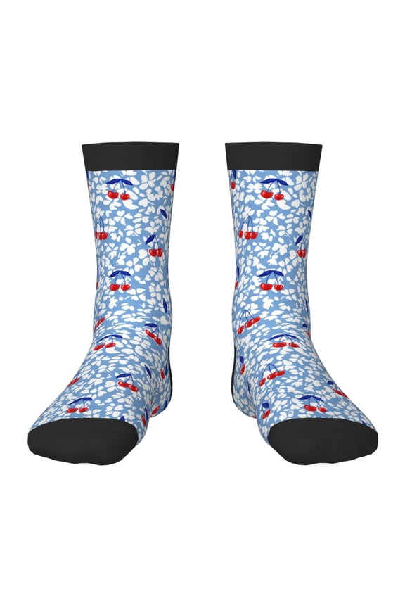 Red Cherries Pattern Kids Socks Boys Girl Crew Athletic Half Sport Running Breathable Socks Lightweight Stretch Crew Socks