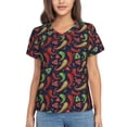 thumbnail image 1 of Vsdgher Red Chili Women Shirts V Neck Short Sleeve Tops T-Shirt Basic Tees, S to 3XLXX-Large, 1 of 5