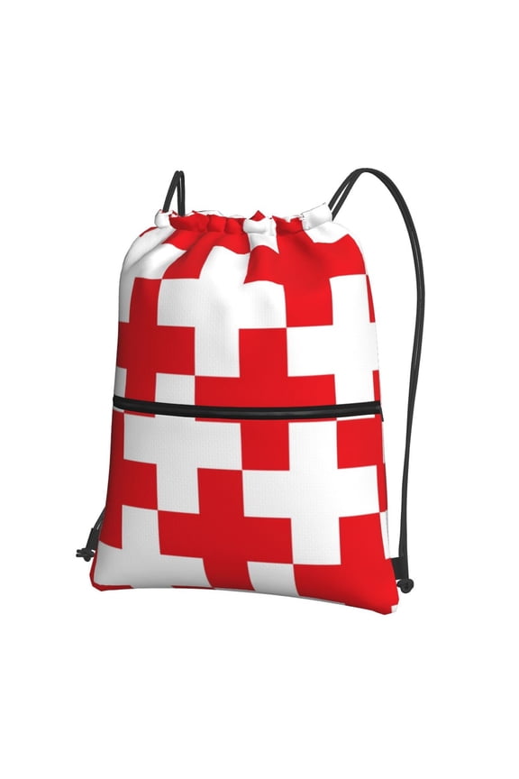 Red Cross 1 Drawstring Backpack Water Resistant String Bag Sports Sackpack Gym Sack for Men Women