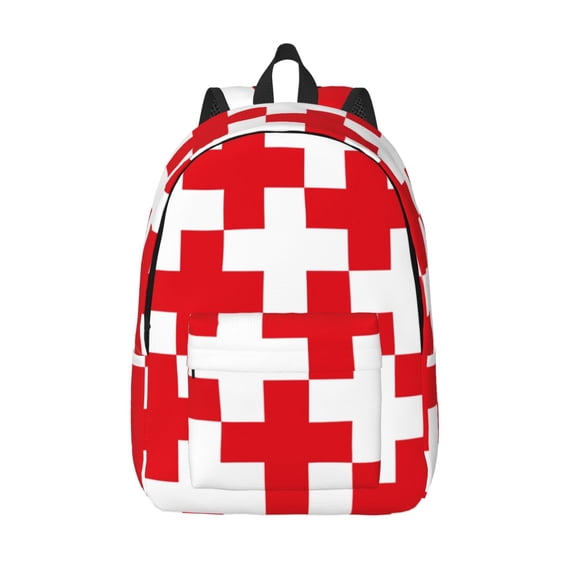 Vsdgher Red Cross 1 Print Canvas Backpack Travel Rucksack Unisex Knapsack 15.7/17.7Inch Laptop Backpack for Work,College -Medium