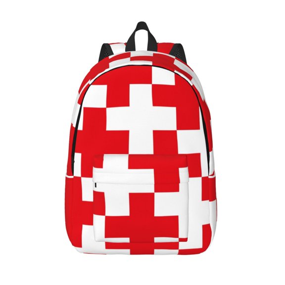Vsdgher Red Cross 1 Print Canvas Backpack Travel Rucksack Unisex Knapsack 15.7/17.7Inch Laptop Backpack for Work,College -Small