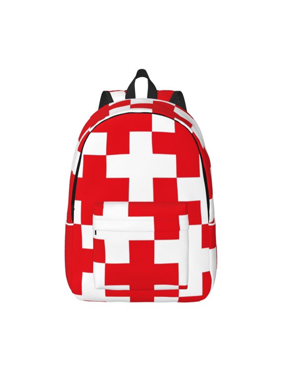 Red Cross 1 Print Canvas Backpack Travel Rucksack Unisex Knapsack 15.7/17.7Inch Laptop Backpack for Work,College -Small