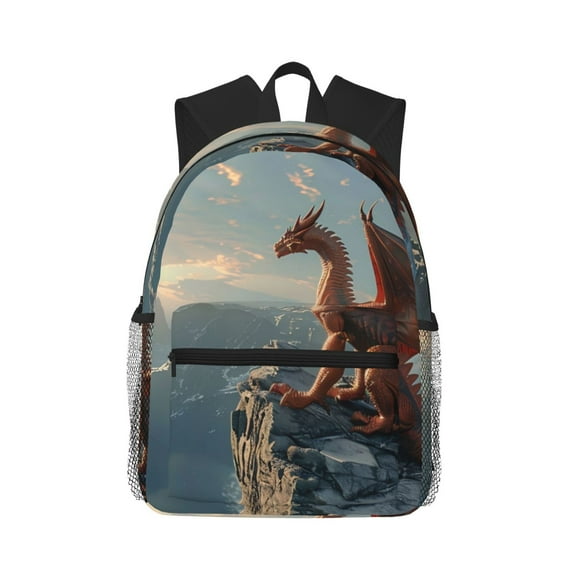 Vsdgher Red Dragon Mountain Sunrise Unisex Large Capacity Bookbag, Schoolbag, Casual Daypack for High School, College, Teens, Travel, Work
