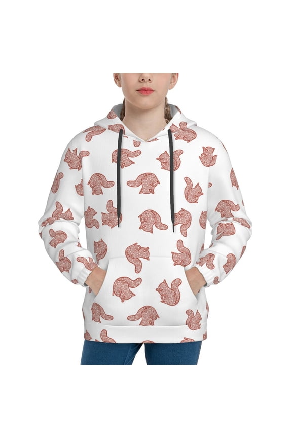 Red Fox Hoodie Youth Classic Hooded Pullover Sweatshirts Essentials Hoodie for Children (s-xl)-Medium