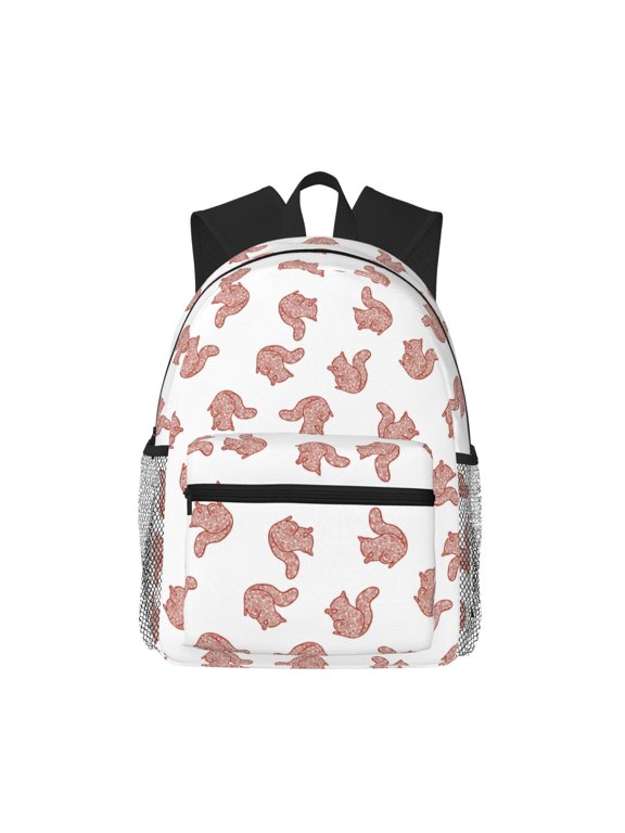 Red Fox Print Unisex Large Capacity Bookbag Schoolbag Casual Daypack for High School/College/Teens/Travel/Work