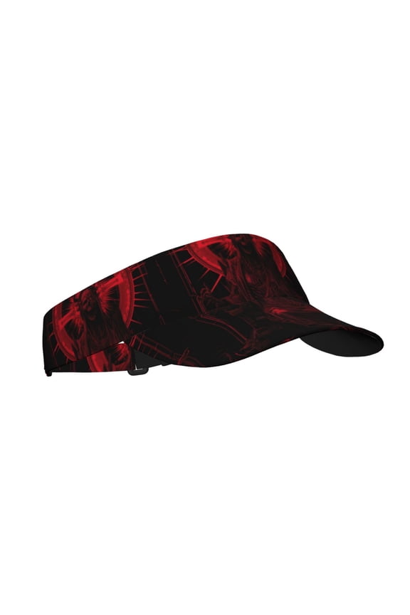 Red Gothic Skeleton Throne Print Adult Sunscreen Visor Cap,1 Piece of Sport Sun Visor Hats Adjustable Sun Hat for Outdoor Activities Fits for Women and Men (One Size)