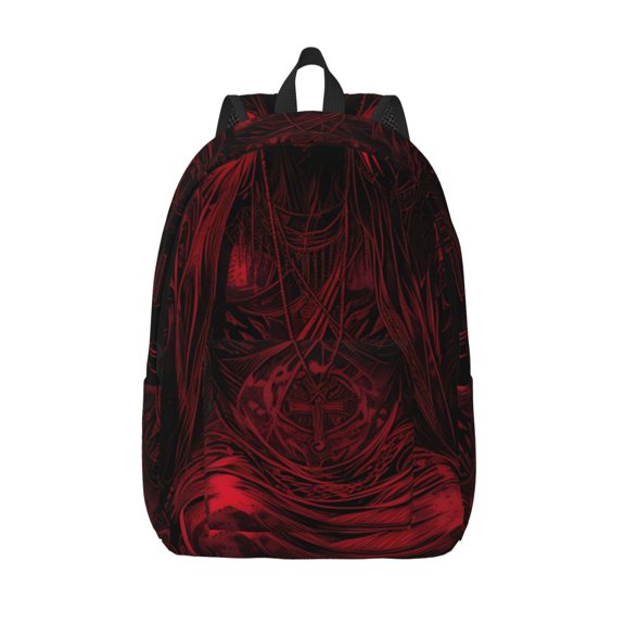 Vsdgher Red Gothic Skeleton Throne Print Canvas Backpack Travel Rucksack Unisex Knapsack 15.7/17.7Inch Laptop Backpack for Work,College -Small
