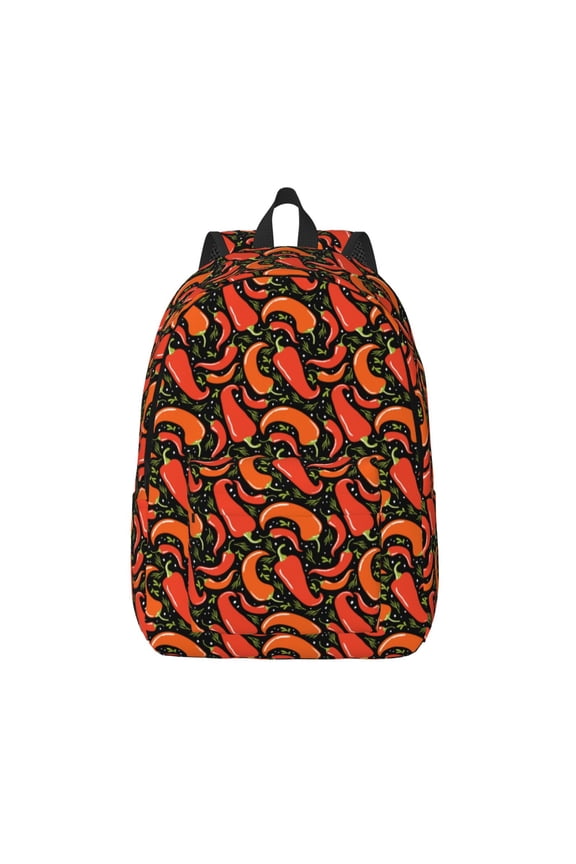 Red Hot Chili Print Canvas Backpack Travel Rucksack Unisex Knapsack 15.7/17.7Inch Laptop Backpack for Work,College -Medium